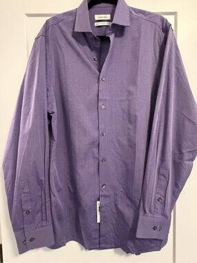 Calvin Klein Men's Purple Button-Up Dress Shirt